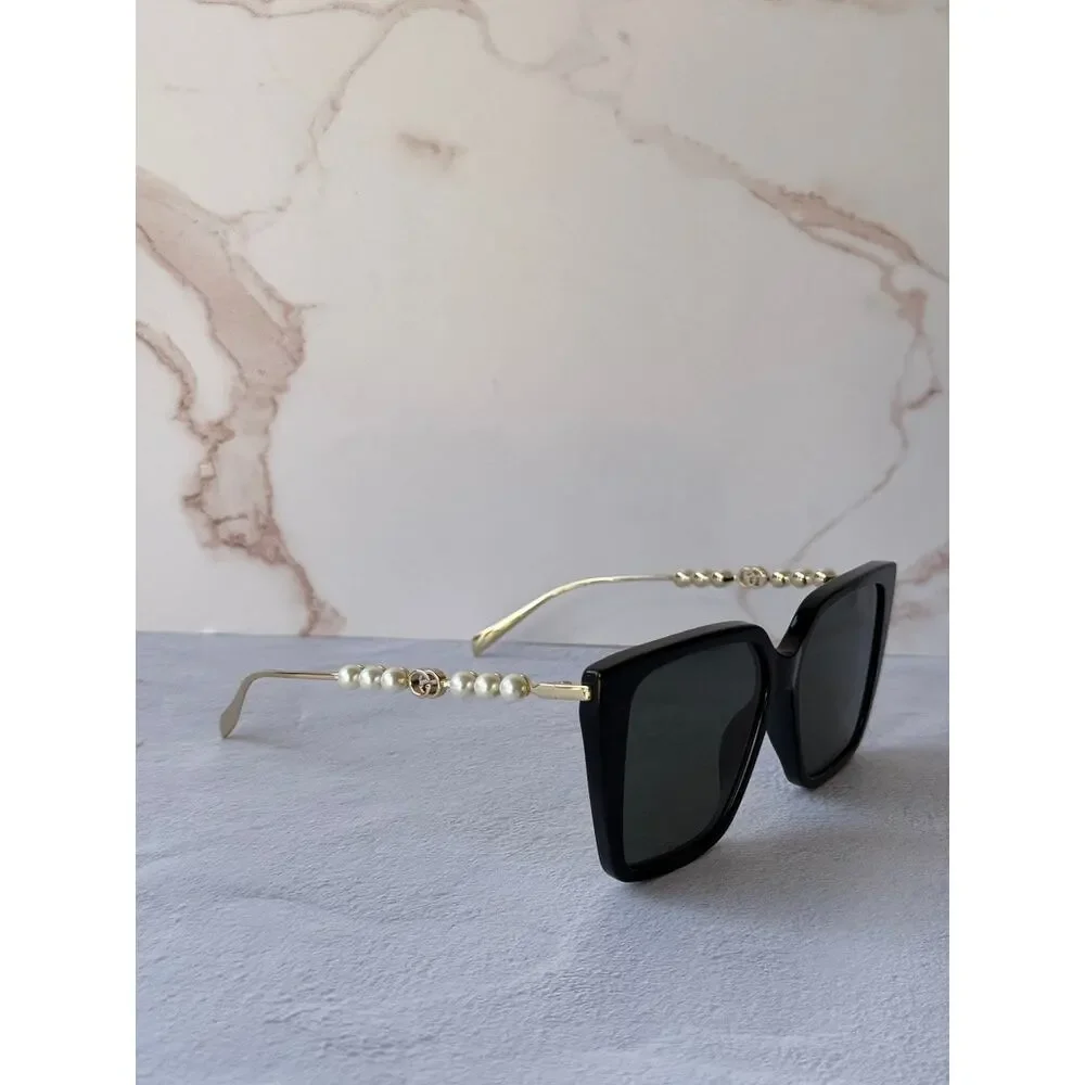 NEW Gucci GG1967S Oversized Black Pearl Sunglasses $665